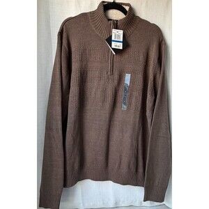 Tricots St Raphael Men's XL Quarter Zip Sweater Espresso Brown Knit NWT